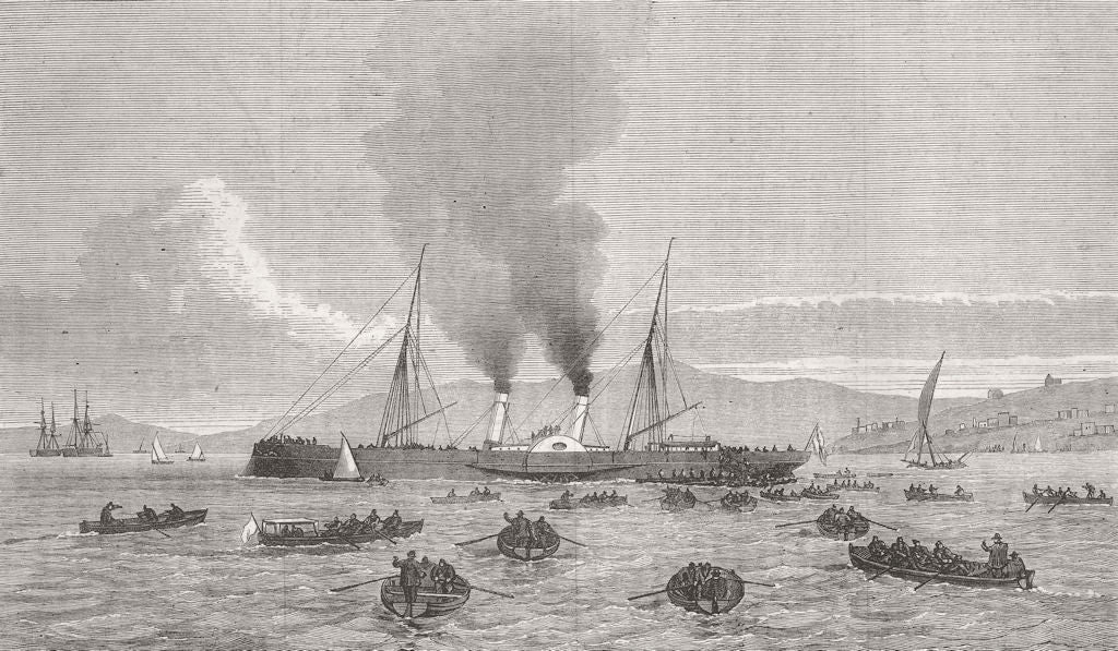 LISBOA. Despatch-Boat, with news of Ashanti War 1874 old antique print picture